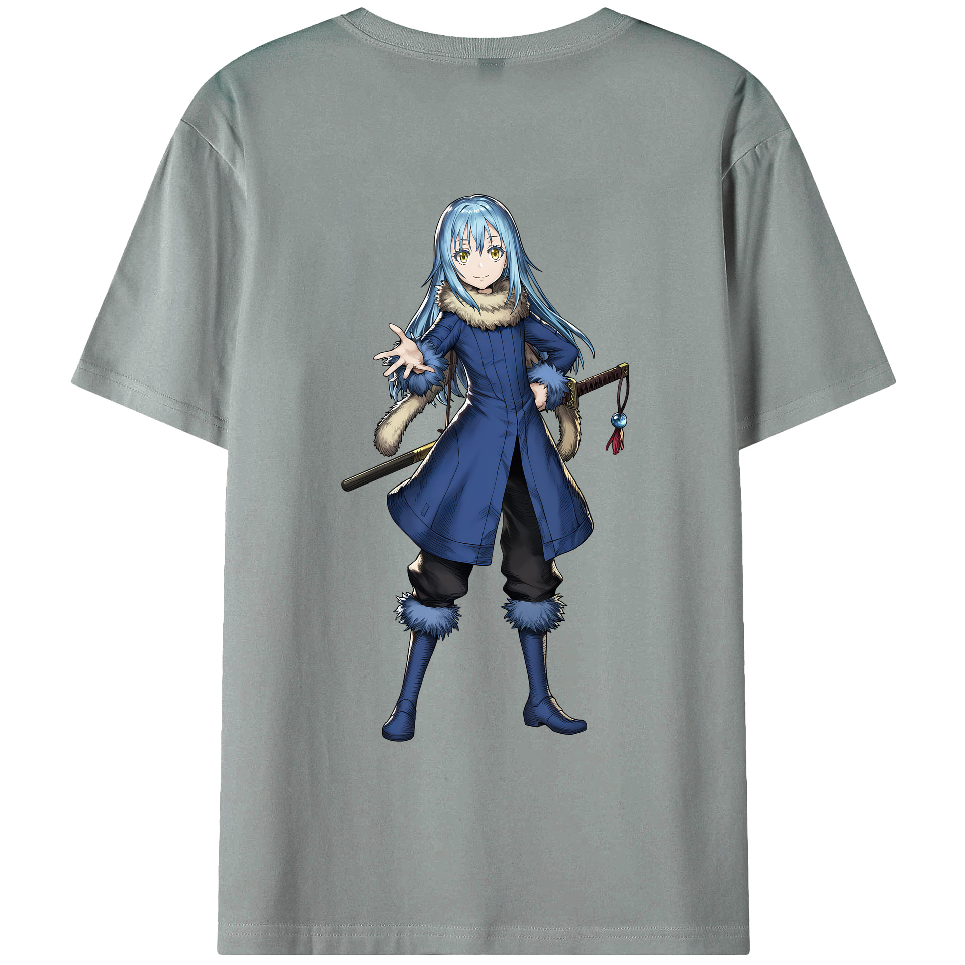 （画像用） 転スラ Regarding Reincarnated to Slime 綿100％ メンズ半袖Tシャツ（バックプリント） 通気性